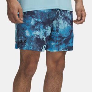 UA Vanish Woven Printed Men's 6" Shorts, Stream/Ether Blue/Black, Medium, NWT